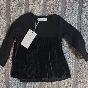 Tea Collection Black Velvet Long Sleeve Top